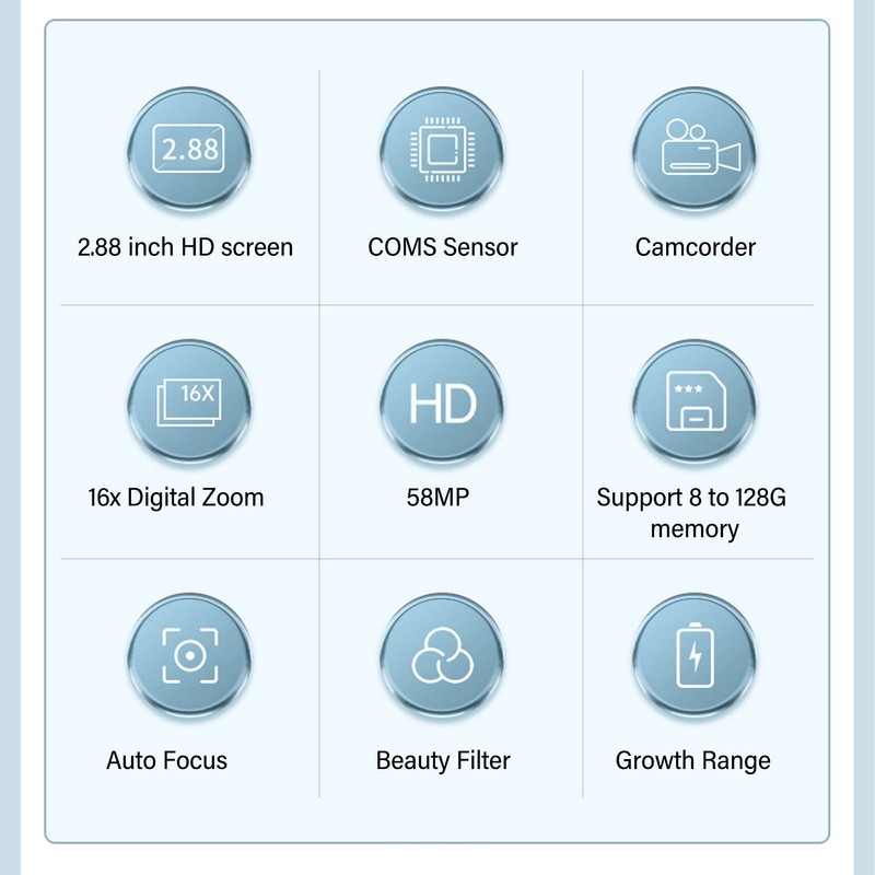 4K Digital Camera for Teens 58MP HD 2.88 Inch IPS