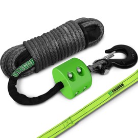 STEGODON Synthetic Winch Rope, 1/4'' x 50ft 10,000LBS Synthetic Winch Line 1/4 Winch Cable Replacement Synthetic Rope with Forged Winch Hook and Rubber Stopper for 4WD Off Road Vehicle ATV UTV (Gray)