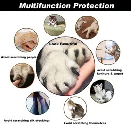 VICTHY VICTHY 120pcs Cat Nail Caps | Cat Claw Caps | Cat Nail Covers with Adhesives and Applicators (Black XS)