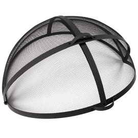 WeCooper Heavy-Duty Fire Pit Spark Screen, 36In Round Steel Mesh Screen Guard, Easy-Opening Firepit Ember Arrester with Handle