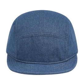 Croogo 5 Panel Baseball Cap Short Bill Denim Hats Adjustable Dad Hats Umpire Sun Hats Flat Snapback Hats,Urban Blue-DY12