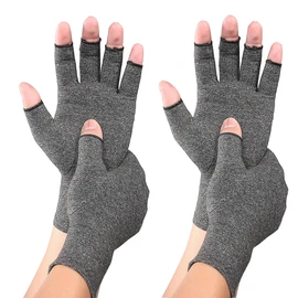 Worzwin Bamboo Compression Gloves - Bamboo Arthritis Gloves for Men Women - Compression Glove for Arthritis (Gray-2 Pairs, Medium)
