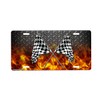 Checkered Flags Novelty Car Tag Metal Sign with Custom Background