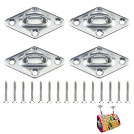 4 Pcs M5 Heavy Duty Pad Eye Plate 304 Stainless Steel Diamond Eye Pad Plate Wall Ceiling Hammock Hooks Hanger with Screws