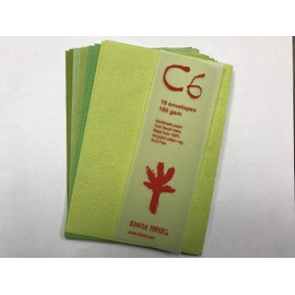 KHADI PAPER SHADES OF GREEN RAG ENVELOPE (10 PCS) PACKS C6GRN 100 GSM 4.5" X 6.5"