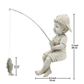 Yeomoo Fishing Little Boy Decorative Garden Figures for Outdoors, Funny Children's Fisherman Figure, Garden Decoration for Living Room, Pond, Balcony, Gifts for Men, Women, Mum, Birthday, Waterproof