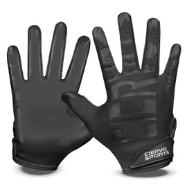 Football Receiver Gloves for Adult & Youth Skin-Fit Tacky Grip Youth Football Gloves (Black, Youth Small)