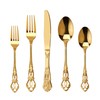 Runfly Gorgeous Retro Royal Gold Stainless Steel 20 Pieces Flatware