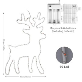 BYZESTY Christmas Lighting Window, 2 Pieces Christmas Decoration Window Illuminated, Illuminated LED Window Decoration, 120 LED Reindeer Illuminated, Illuminated Reindeer Christmas Decoration, 8 Modes
