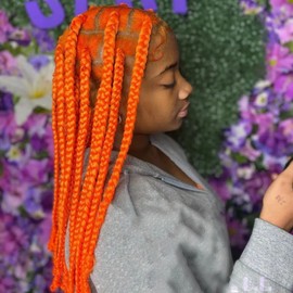 Orange Braiding Hair Pre Stretched Braiding Hair Braid in Hair Festival Braids