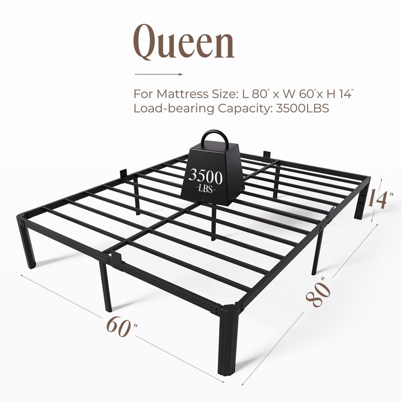XUKIL 14 Inch Metal Bed Frame Queen Size, Heavy Duty