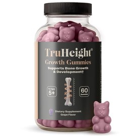 TruHeight Growth Gummies (Grape) Tall Nutrition for Natural Growth Supplement for Kids & Teens - Vitamin D, K, Calcium & Ashwagandha, Bone Strength Vi