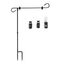 Garden Flag Stand,Premium Garden Flag Holder Weather-Proof Powder-Coated Metal Flag Pole,Yard Flag Stand Holder with One Tiger Clip and Two Spring Stoppers