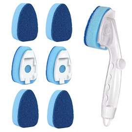 Dishwand Refills Soap Control Handle, 6 Heavy Duty Dish Wand Sponge Heads, Non Scratch Scrubbers Replacement Refill Brush Dispenser, Dishwashing Scrub for Sink Non Stick Kits Dishwasher Cleaning Tool