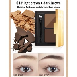Erinde 2 Colors Waterproof Eyebrow Powder, Long - Lasting Matt Eye Brow Powder Palette, Brown Eyebrow Color Kit, Shaping Natural Eyebrows, With Dual Head Brow Brush, #01