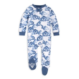 Burt's Bees Baby Baby Girls' Sleep & Play, Organic One-Piece Romper Jumpsuit PJ, Zip Front Footed Pyjamas, Moonlight Clouds, 3-6 Months, Moonlight Clouds