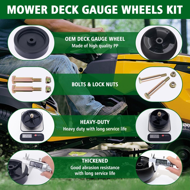CheeMuii 4 Pack Mower Deck Gauge Wheels Kit 2 Pcs