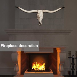 BKCEHCRS Longhorn Skull, Cow Skull Wall Decor, Faux Taxidermy Head Wall Decor, Handmade Simulation Large Bull's Head