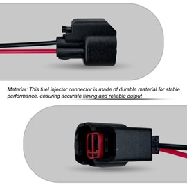 gunroil 2 PCS Car Fuel Injector Connector, EV6 EV14 Low Frequency Waterproof Fuel Injector Pigtail Connector Plug with Wire, Standard Motor Connection Accessories, for Most Cars (Black & Red)