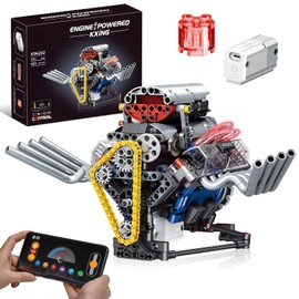 BRICXOR V8 Engine Model Kit That Works, APP Controlled Mini V8 Engine Building Block Set for Adults, Physical Science Experiment Toy with Rechargeable Motor, STEM Project for Kids & Teens (665 PCS)