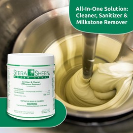 Stera Sheen Green Label 4 Count 4lb Jar | Sanitizer + Cleaner + Milkstone Remover | Cleaner and Sanitizer for Soft Serve + Shake Machines + Ice Maker & Ice Machines | By Purdy Products