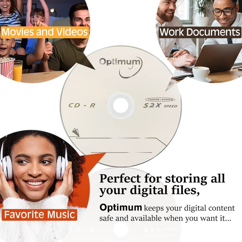 OPTIMUM CD-R Blank Discs 700MB 80 Minutes 52X Recordable Disc