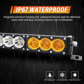 Willpower 32 inch LED Light Bar Single Row White Amber Dual Color 180W Off Road Light Bar Spot Flood Combo LED Work Light Truck UTV 4x4 Cars SUVs ATVs Boats Fog Driving Light with Wiring Harness kit