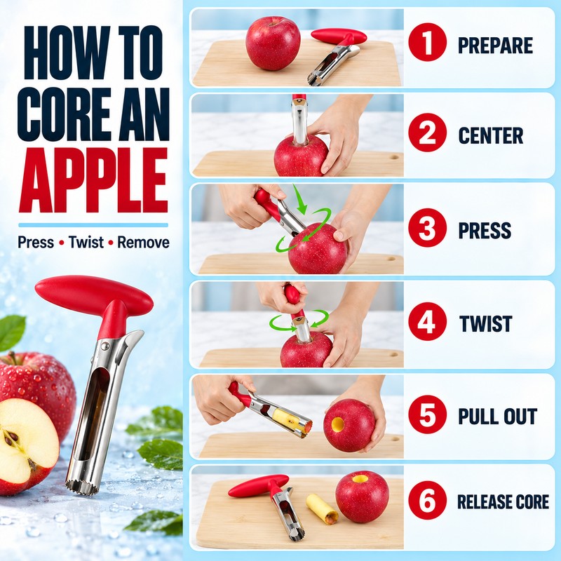 Stainless Steel Apple Corer for Fruit Prep – Serrated Core