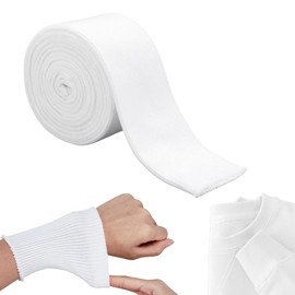 NBEADS 2 Yard Ribbed Cuff Fabric, 6 cm Collar Sleeves Cuff Trim, Neck Waistband Fabric, Cotton, Ribbed Cuffs for Cuffs, Collar Trim, Jacket, Sewing Accessories, White