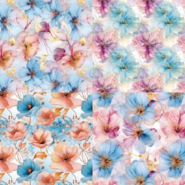 24 Sheets Flowers Scrapbook Paper 6'' x 6'' Flowers Pattern Pad Flowers Single-sided Scrapbook Paper Flowers Craft Paper for Card Making Kit Flowers Cardstock Origami DIY