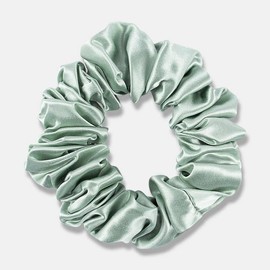 Waterlily Scrunchie 100% Mulberry Silk 22momme Hair Ties Scrunchies for Women Girls Soft Natural Large (Ice Blue)