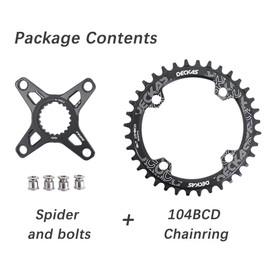 DJC 104BCD Chainring Round for Shimano Direct Mount Spider Adapter Set 12s 12 Speed Crankset M6100 M9100 M9120 M8100 M8120 M8130 M7100 MT900 XTR SLX (1# Black Round, 40T)