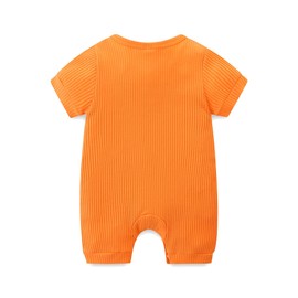 Baby Summer Romper Organic Cotton Clothing Set Cute Lightweight Playsuit Onesie for 3-6months Baby Boys Orange