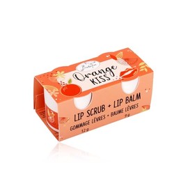 BadeFee - Lip Care Duo "Orange Kiss" - Lip Balm & Lip Scrub Set with Shea Butter & Beeswax, Help Against Brittle and Dry Lips, No Microplastics & Cruelty Free, Made in Germany