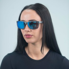 Polarised Wayfarer Sports Sunglasses - Palo Mer - Aluminium Frame - Ideal for Exercise & Water Sports - Suitable for Men - Black & Blue