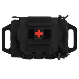 SABADO Rapid/Quick Deploy First Aid Kit Pack Tactical IFAK Pouch Two-Piece System Med Roll Carrier Hypalon Handle Outdoor Sport Hunting Bag (Black)