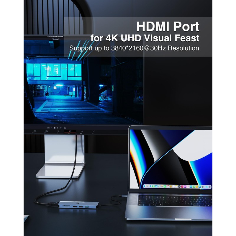 Tymyp USB C HUB, 6 in 1 USB C Adapter