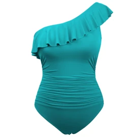 Hilor Traje de baño de una Pieza para Mujer, de un Hombro, asimétrico, con Volantes, Monokinis, Azul pájaro, 23 (6 USA)