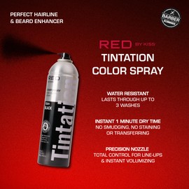 RED by Kiss Tintation Temporary Hair Color Spray, Extra Large Size, Instant Gray Root Cover Up, Water-Resistant, Smudge-Proof, Hairline & Barber Touch-Up, Quick Dry (Black, 11.5 OZ)