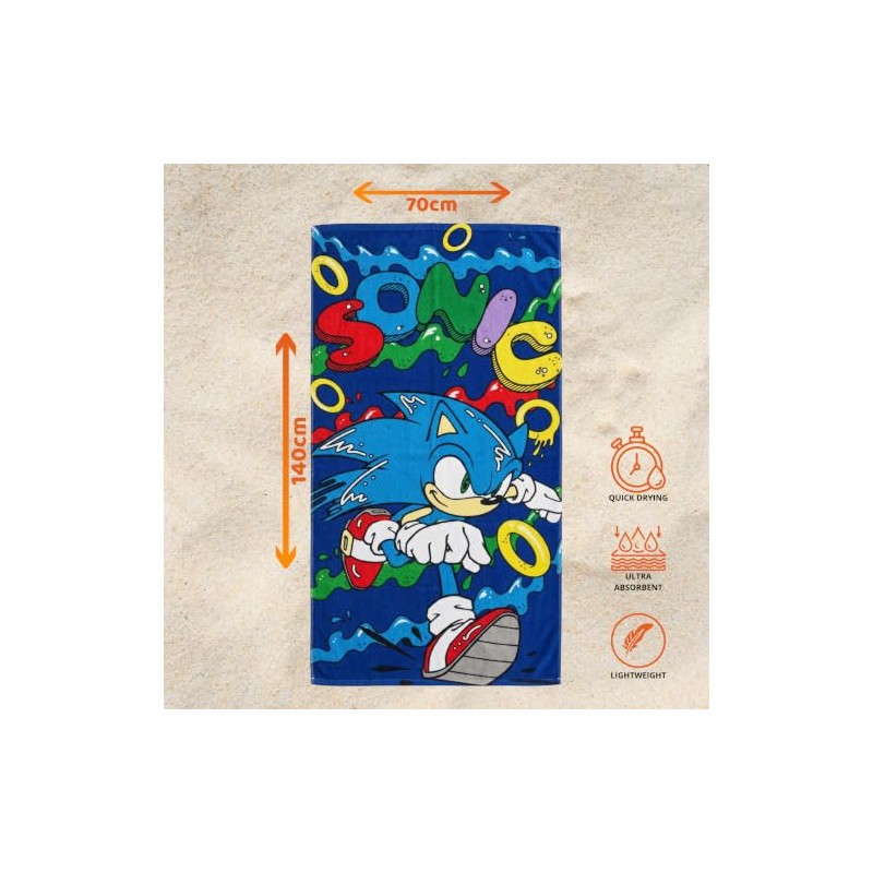 Clondo Telo Mare Bambino Per Sonic Fan - Microfibra Morbida
