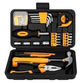 DEKOPRO 94 Piece Tool Set Household DIY Tool Kit for Men with Storage Toolbox, Small Basic Hand Tool Box Set for Home Repair, DIY, Apartment, Office, Orange