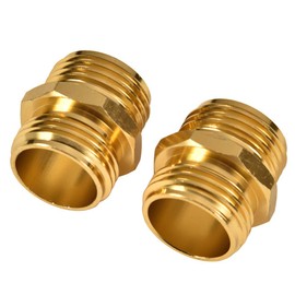 Garden Hose Adapter, Male to Male, 2 Pack 3/4 Inch Brass Connector