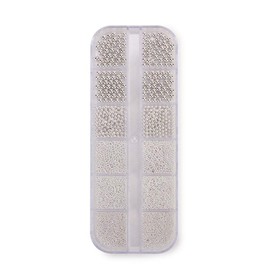 0.6mm 6Sizes Mini Small Stainless Steel Beads Nails Art Decorations Gun Grey Rose Gold Caviar DIY Tool Nail Studs Accessories Caviar Beads for Nails 6Size (Silver)