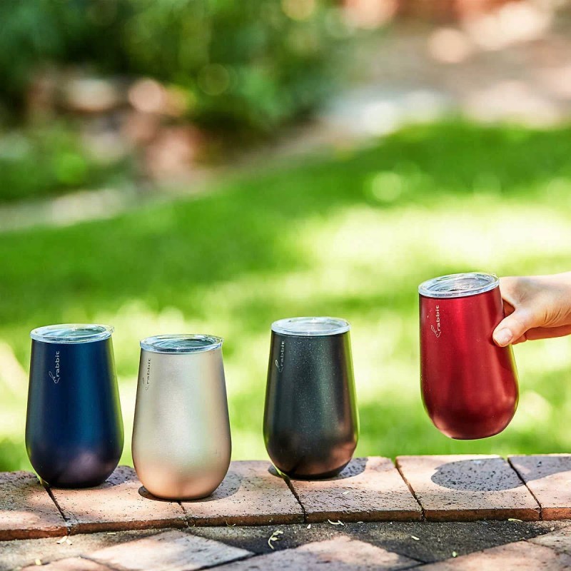 Rabbit 4 Vasos Con Tapa De Acero Inoxidable, 354 Ml,