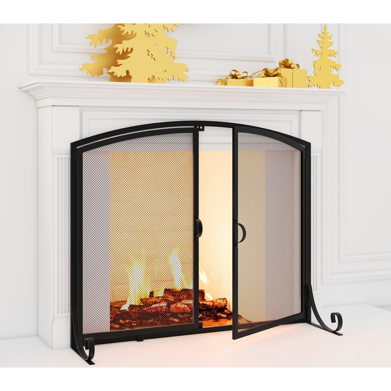 Calidola Fireplace Screen with Doors, 35" W x 28" H,