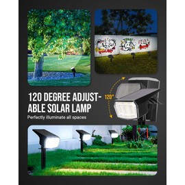 COOZAMING Solar Spot Lights Outdoor Waterproof IP65, 63 LED 3 Lighting Modes Wall Lights Illuminate Yard Garden House Garage for Holiday Outside-8 Pack(Cool White)