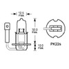 H3 Bulbs PK22s Pack of 2 Halogen Bulbs 3200 K
