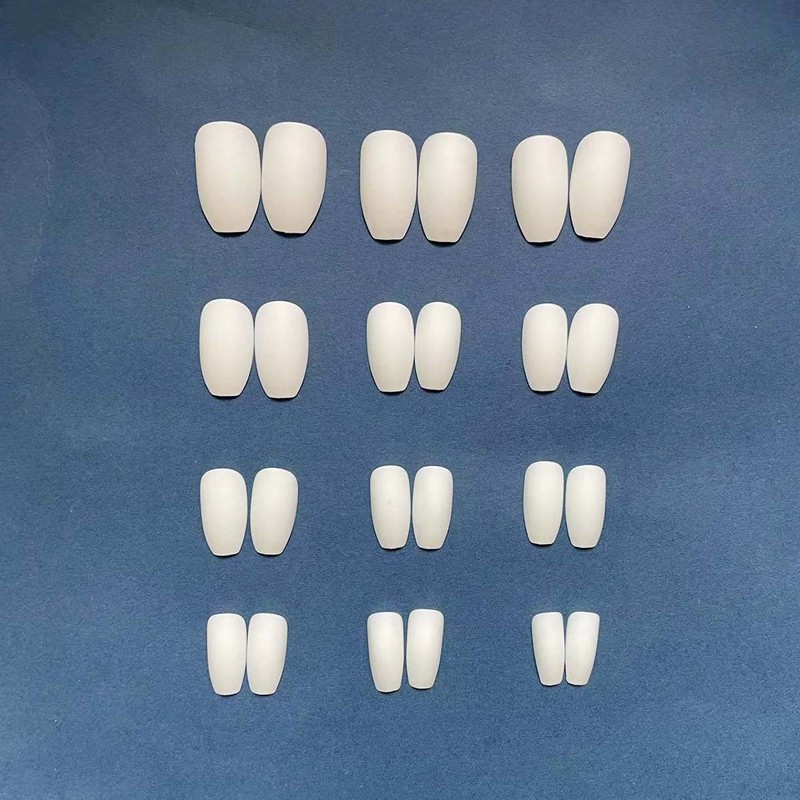 Carufin Pack of 24 White Matte False Nails Sticker Press