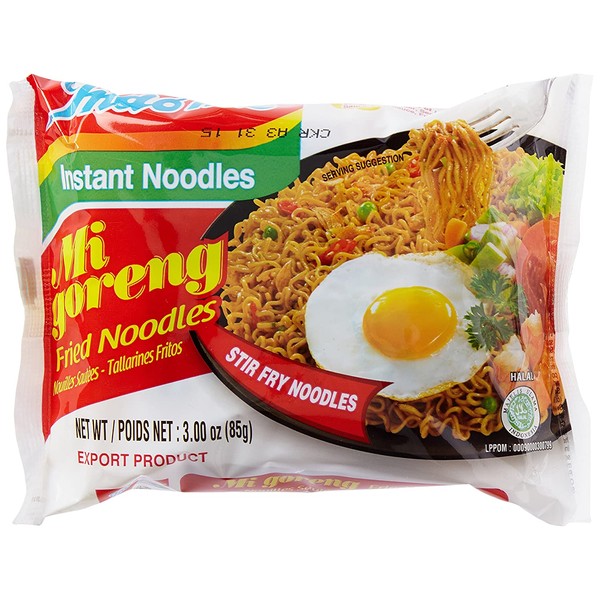 Indomie Mi Goreng Instant Stir Fry Noodles, Halal Certified, Original Flavor (Pack of 30)
