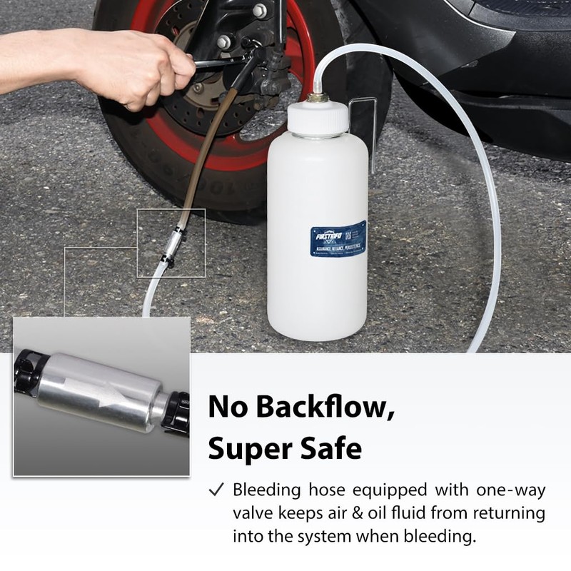 FIRSTINFO Brake Service Brake Fluid Bleeder Bottle/Receiver with Non-Return Check